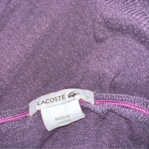 Lacoste cardigan purple pink button up logo silver emblem preppy cute vintage - Picture 6 of 7